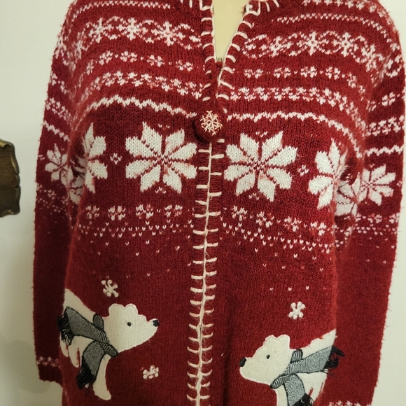 Croft and Borrow Christmas Sweater Hoildays Large Holiday Zip Up - Picture 3 of 9